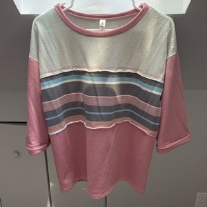 3/4 Sleeve Multi-Striped Top